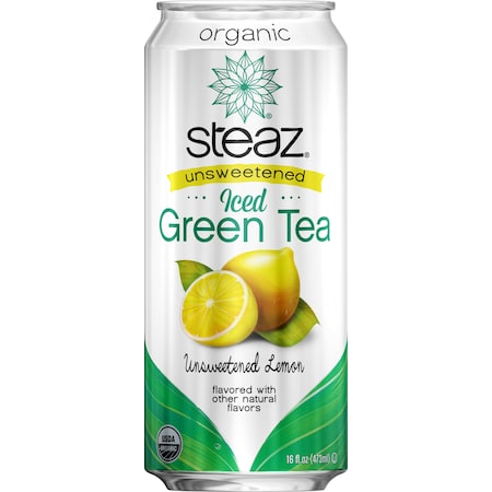 Steaz Steaz Organic Iced Tea Unsweetened Lemon 16 oz., PK12 093001
